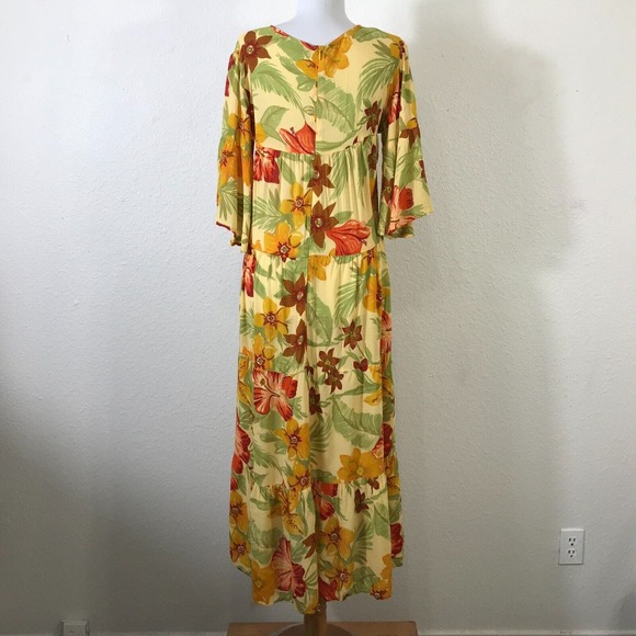 Faithfull the Brand Rios Floral Midi Dress Women's Size L US 8 Multicolor Rayon - Picture 9 of 12